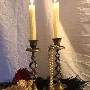 Double Twist Barley Candle Stick Holders- 1950’s